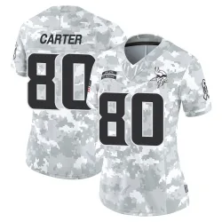 Women's Cris Carter Minnesota Vikings No.80 Limited 2024 Salute to Service Jersey - Arctic Camo