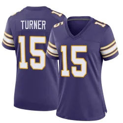 Women's Dallas Turner Minnesota Vikings No.15 Game Classic Jersey - Purple