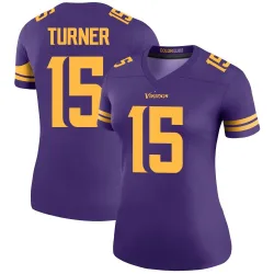 Women's Dallas Turner Minnesota Vikings No.15 Legend Color Rush Jersey - Purple