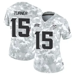 Women's Dallas Turner Minnesota Vikings No.15 Limited 2024 Salute to Service Jersey - Arctic Camo