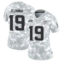 Women's Dontae Fleming Minnesota Vikings No.19 Limited 2024 Salute to Service Jersey - Arctic Camo