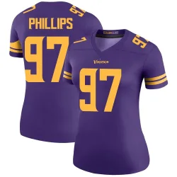 Women's Harrison Phillips Minnesota Vikings No.97 Legend Color Rush Jersey - Purple