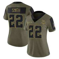 Women's Harrison Smith Minnesota Vikings No.22 Limited 2021 Salute To Service Jersey - Olive