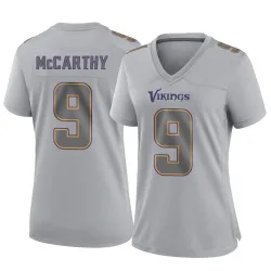 Women's J.J. McCarthy Minnesota Vikings No.9 Game Atmosphere Fashion Jersey - Gray