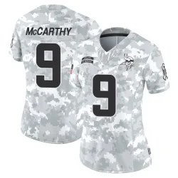 Women's J.J. McCarthy Minnesota Vikings No.9 Limited 2024 Salute to Service Jersey - Arctic Camo