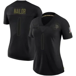 Women's Jalen Nailor Minnesota Vikings No.1 Limited 2020 Salute To Service Jersey - Black