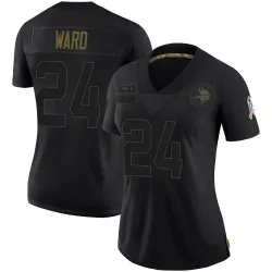 Women's Jay Ward Minnesota Vikings No.24 Limited 2020 Salute To Service Jersey - Black