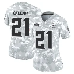Women's Jeff Okudah Minnesota Vikings No.21 Limited 2024 Salute to Service Jersey - Arctic Camo