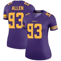 Women's Jonathan Allen Minnesota Vikings No.93 Legend Color Rush Jersey - Purple