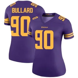 Women's Jonathan Bullard Minnesota Vikings No.90 Legend Color Rush Jersey - Purple