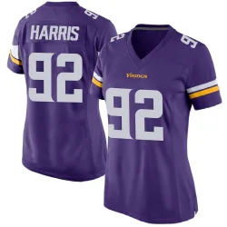 Women's Jonathan Harris Minnesota Vikings No.92 Game Team Color Jersey - Purple