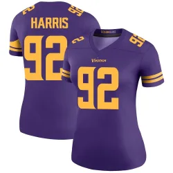 Women's Jonathan Harris Minnesota Vikings No.92 Legend Color Rush Jersey - Purple
