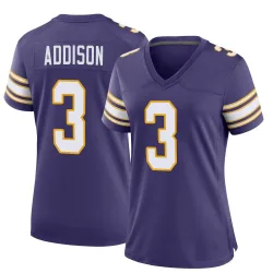 Women's Jordan Addison Minnesota Vikings No.3 Game Classic Jersey - Purple