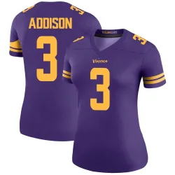 Women's Jordan Addison Minnesota Vikings No.3 Legend Color Rush Jersey - Purple