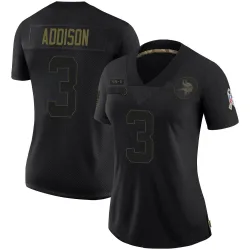 Women's Jordan Addison Minnesota Vikings No.3 Limited 2020 Salute To Service Jersey - Black