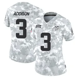 Women's Jordan Addison Minnesota Vikings No.3 Limited 2024 Salute to Service Jersey - Arctic Camo