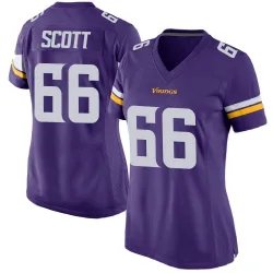 Women's Jordon Scott Minnesota Vikings No.66 Game Team Color Jersey - Purple