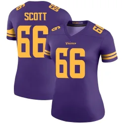 Women's Jordon Scott Minnesota Vikings No.66 Legend Color Rush Jersey - Purple