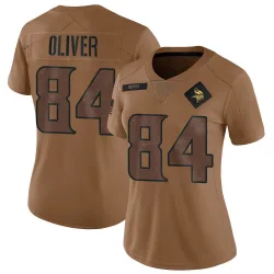 Women's Josh Oliver Minnesota Vikings No.84 Limited 2023 Salute To Service Jersey - Brown