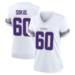 Women's Josh Sokol Minnesota Vikings No.60 Game Alternate Jersey - White