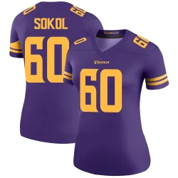 Women's Josh Sokol Minnesota Vikings No.60 Legend Color Rush Jersey - Purple