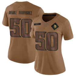 Women's Levi Drake Rodriguez Minnesota Vikings No.50 Limited 2023 Salute To Service Jersey - Brown