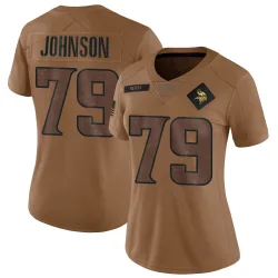 Women's Marcellus Johnson Minnesota Vikings No.79 Limited 2023 Salute To Service Jersey - Brown