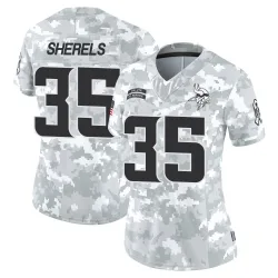 Women's Marcus Sherels Minnesota Vikings No.35 Limited 2024 Salute to Service Jersey - Arctic Camo