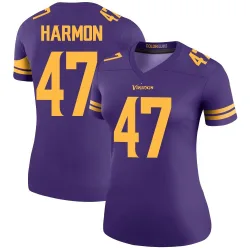Women's Matt Harmon Minnesota Vikings No.47 Legend Color Rush Jersey - Purple