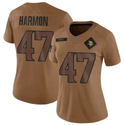 Women's Matt Harmon Minnesota Vikings No.47 Limited 2023 Salute To Service Jersey - Brown