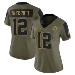Women's Max Brosmer Minnesota Vikings No.12 Limited 2021 Salute To Service Jersey - Olive