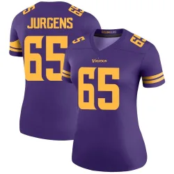 Women's Michael Jurgens Minnesota Vikings No.65 Legend Color Rush Jersey - Purple