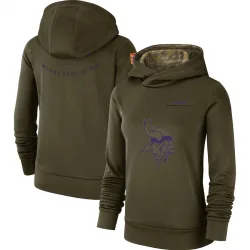 Women's Minnesota Vikings No. 2018 Salute to Service Team Logo Performance Pullover Hoodie - Olive