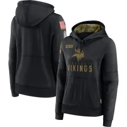 Women's Minnesota Vikings No. 2020 Salute to Service Performance Pullover Hoodie - Black