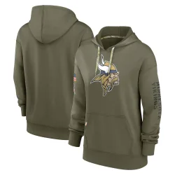 Women's Minnesota Vikings No. 2022 Salute to Service Performance Pullover Hoodie - Olive