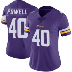 Women's Mishael Powell Minnesota Vikings No.40 Limited Team Color Vapor Untouchable Jersey - Purple