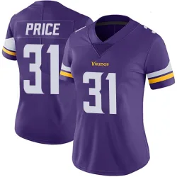 Women's Myles Price Minnesota Vikings No.31 Limited Team Color Vapor Untouchable Jersey - Purple