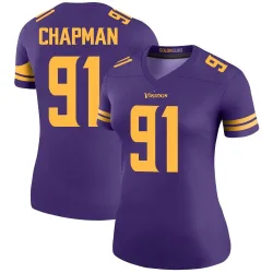 Women's Oscar Chapman Minnesota Vikings No.91 Legend Color Rush Jersey - Purple
