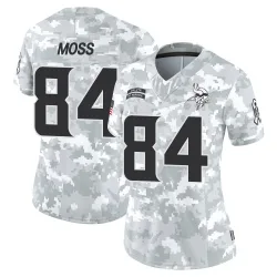 Women's Randy Moss Minnesota Vikings No.84 Limited 2024 Salute to Service Jersey - Arctic Camo