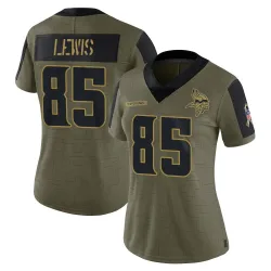 Women's Robert Lewis Minnesota Vikings No.85 Limited 2021 Salute To Service Jersey - Olive