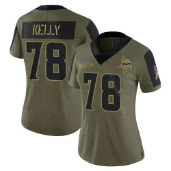 Women's Ryan Kelly Minnesota Vikings No.78 Limited 2021 Salute To Service Jersey - Olive