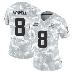 Women's Sam Howell Minnesota Vikings No.8 Limited 2024 Salute to Service Jersey - Arctic Camo