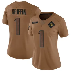 Women's Shaquill Griffin Minnesota Vikings No.1 Limited 2023 Salute To Service Jersey - Brown