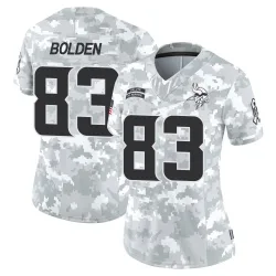 Women's Silas Bolden Minnesota Vikings No.83 Limited 2024 Salute to Service Jersey - Arctic Camo
