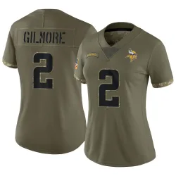 Women's Stephon Gilmore Minnesota Vikings No.2 Limited 2022 Salute To Service Jersey - Olive