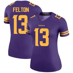 Women's Tai Felton Minnesota Vikings No.13 Legend Color Rush Jersey - Purple