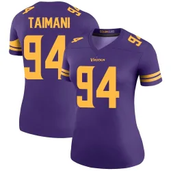 Women's Taki Taimani Minnesota Vikings No.94 Legend Color Rush Jersey - Purple