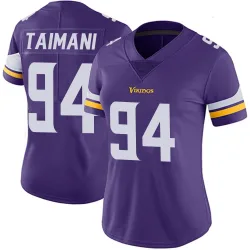 Women's Taki Taimani Minnesota Vikings No.94 Limited Team Color Vapor Untouchable Jersey - Purple