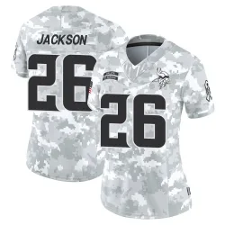 Women's Theo Jackson Minnesota Vikings No.26 Limited 2024 Salute to Service Jersey - Arctic Camo