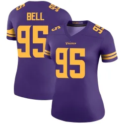 Women's Travis Bell Minnesota Vikings No.95 Legend Color Rush Jersey - Purple